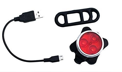 Signstek USB aufladbar Wasserfest 3 LED Sport Fahrradlampe Frontlichter Rücklicht 160LM (Rot-Rücklicht)