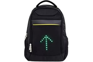 LEDWARNING Sac à Dos 20L NOIR à 48 LEDS pour Signalisation de Direction pour Vélo et Trottinette. Télécommande et USB Rechargeable. Vendeur français et stock en France