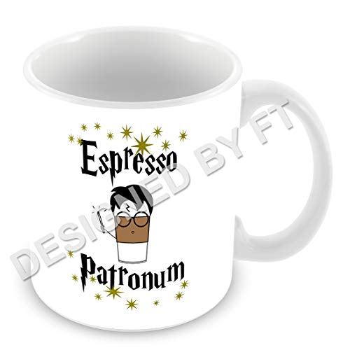 FT - Taza de cerámica blanca, con texto en inglés «Espresso Patronum» de Harry Potter, 311 ml