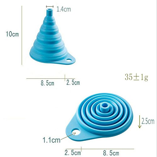 DoubleVillages 4 Pack(rosa, blau, grün, orange rot） Silikon Zusammenklappbar Trichter für Flüssigkeit -für die Küche und Heimwerken Camping -Outdoor - 2