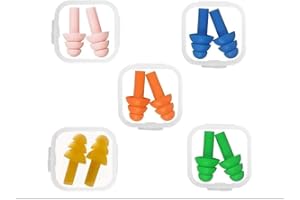 FHIDO 5 Pares Tapones para Oídos de Silicona, Reutilizables, Impermeables, Tapones de Oídos de Dormir para Trabajar, Estudiar, Lugares Ruidosos, Natación… (Multicolor)