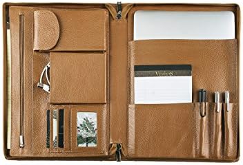 Professional Padfolio Organizer Genuine Leather Grain Litchi Business Office Portfolio Case for MacBook 12 inch