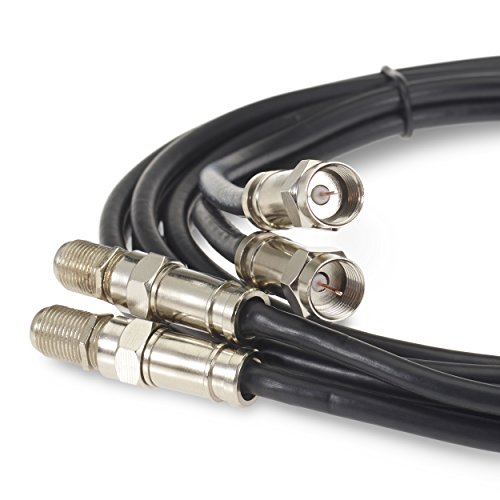 SSL Satellites 3 m Twin Satellite Shotgun Cable Extension Kit with Premium Fitted Compression F Connectors for Sky Q HD and Freesat - Black (3M, BLACK)