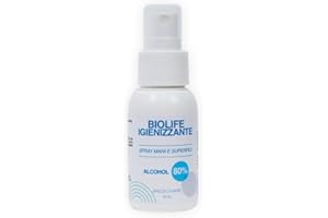 BIOLIFE NUTRACEUTICA BIOLIFE IGIENIZZANTE | 3 confezioni Spray mani e superfici | ALCOHOL 80% | Brezza di mare | 60 ml