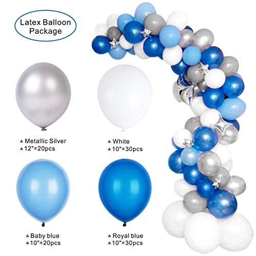 Huibo Balloon Garland Arch Kit Blue And White Silver 16ft Long