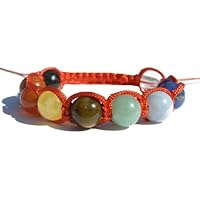 ZENstore Chakra Shamballa Armband geknotet rot Turmalin (Schörl) - Echtheitszertifikat Jaspis rot, Carneol, Orangencalcit Tiger Auge Aventurin Chalcedon Sodalit Amethyst Bergkristall Balance Kraft