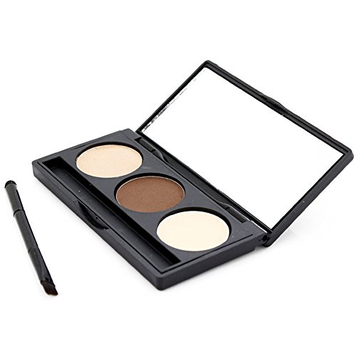 VONISA Wasserfest 3 Farben Augenbrauenpuder Braun Ausrüstung Brauen Schattierung Palette Schönheit Kosmetik Creme Highlighter Make Up Augenbrauen Filler + 4 Augenbrauen Schablone Augenbrauen Pinsel - 3