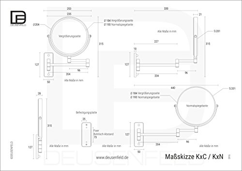DEUSENFELD K7N – Doppel Wand Kosmetikspiegel 7-Fach Vergrößerung und Normal, 20cm, Edelstahl Finish - 2