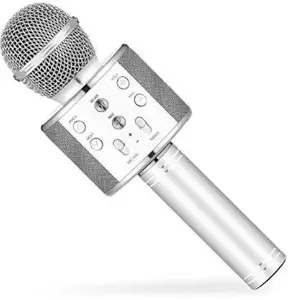TechWiz Karaoke Microphone for Kids, Wireless Karaoke Bluetooth Microphone Karaoke Machine for Kids Girls Gifts Games Age 5-14 Birthday Gifts for Girls Boys (Silver)