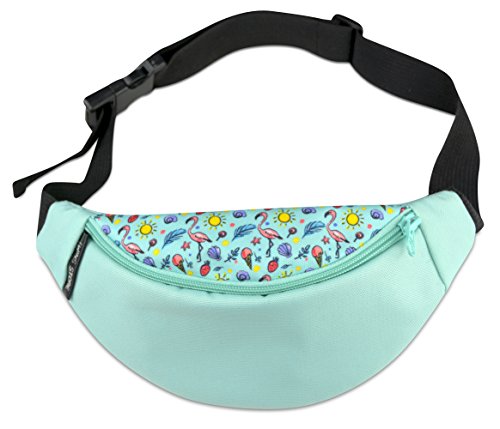 Preisvergleich Produktbild Bauchtaschen, wasserabweisend für Kinder - Jungen und Mädchen, verschiedene Motive - Eule, Dino, Katze usw. und Farben - pink, grün, blau, schwarz usw. (flamingo türkis)