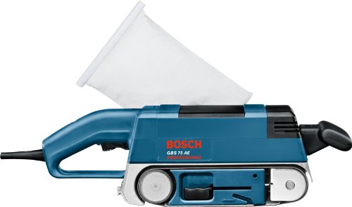 Bosch Professional GBS 75 AE Set, 750 W Nennaufnahmeleistung, 75 mm Schleiffläche, Koffer, Gewebeschleifband, Parallel-/Winkelanschlag, Grafitplatte - 2