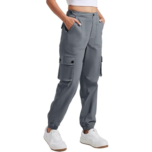 Friptspyg Outdoorbroek, cargobroek voor dames, lichte trekkingbroek, wandelbroek, sneldrogend, waterdicht, verstelbare riem, sportieve joggingbroek met zakken, Heldere kaki., XXL