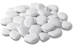 Kalapanta - Piedras decorativas de plástico reciclado tamaño pequeño para macetas, pintura, acuarios, jardín, maxi pack, blanco, fabricado en Italia
