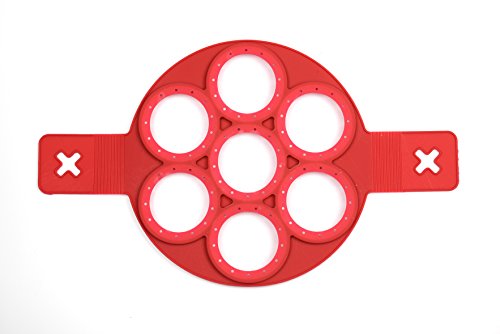 Premium Pancake-Maker silikon | Pancakemaker | BPA-frei und Antihaftbeschichtung | spülmaschinenfeste silikon Pancakeform | leicht zu reinigen | Omlett, Pancake, Eierspeisen, Pfannkuchen, uvm | rot - 3