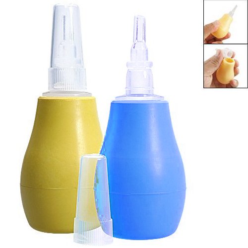 Nasal Aspirator & Ear Syringe -- Yellow -- For Babys Nose & Ears