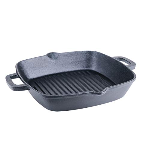 SANTOS Grillpfanne Gusseisen Gusspfanne Pfanne Grillzubehör Guss für Gasgrill oder Kohlegrill - 26cm x 26cm