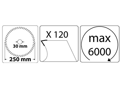 Kreissägeblatt für Alu Hartmetall 250 x 30 mm 120 Z + 2 Reduzierringe auf 25,4 und 16 mm - 3