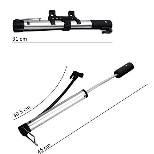 Mini Fahrradpumpe aus Aluminium Kompatibel mit Presta und Schrader Ventile, Silber/Schwarz Tragbare Mini Bike Pumpe mit Rahmen Montage, Perfekt für Fahrrad – Not Just A Gadget - 5