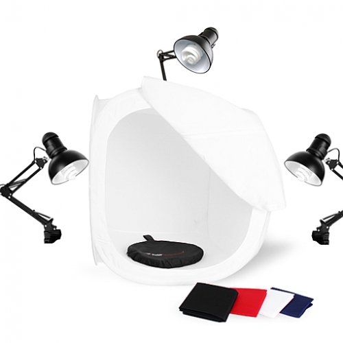 FotoQuantum StudioMax Kit Luz Continua 125/125/125W con Cubo de Luz 77x77x77cm