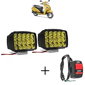 Vagary 15 LED Yellow Fog Lights With Switch for Bikes and Cars High Power, Heavy clamp and Strong ABS Plastic for Honda Activa 5G