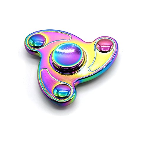 Gifts4uUK Hand Spinner Toy, Rainbow Metal High Speed Tri-Spinner Fidget Toy for Stress and Anxiety Relief - EDC Office Toy