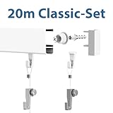 Problemloses und flexibles Umgestalten durch 40 Perlonseile mit Schlaufe, sowie 40 Bilderhaken Mini