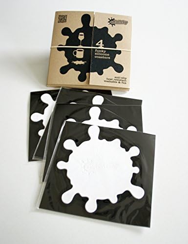 Set of 4 Funky WHITE Anti Slip Silicone Coasters