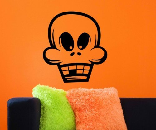 Pegatina pared Cráneo de calabera SKULL CALAVERA Ventana MUERTOS puerta adhesivo pared 5o026 - Gris Oscuro Mate, 20cm