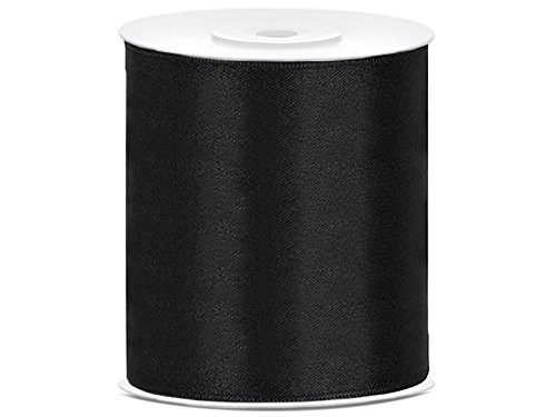 SiDeSo® 0,4€/m SATINBAND schwarz 25m x 100mm Hochzeit Dekoband Geschenkband Antennenband Schleifenband