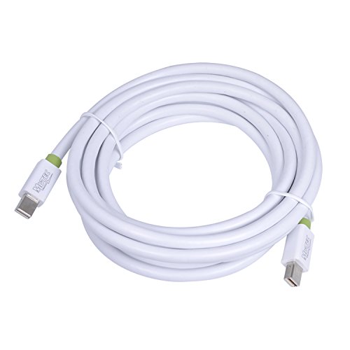 MutecPower 2 Stück von 3 meter Mini DisplayPort (DP) männlich auf Mini DisplayPort (DP) männlich Kabel – 4K Ultra HD – Weiß – 3m Mit 2 Kabelbinder - 3