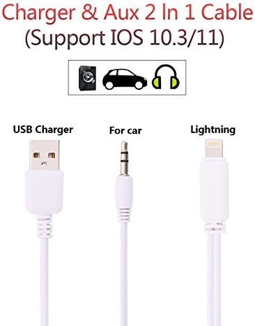 LONSUN Aux Cord for iPhone 7 / 7 Plus Aux Adapter, USB charging plug/3.5mm Audio Cable Lightning Car Aux Charger Adapter for iPhone X/8/8 Plus, Perfect for Car/Home Stereos(Supports iOS 10 / 11)
