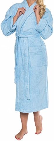 AUDREY exclusive Bathrobe from the Sophie Bernard Collection "Bath &amp; Spa". 100% pure Cotton, 430 gf/sqm. Feel at ease! XXL-Size / light blue