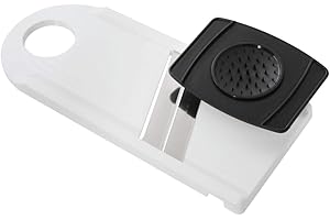 ‎FACKELMANN Fackelmann Gemüsehobel mit Restehalter, Gemüseschneider mit 2 Edelstahl-Klingen, hochwertiger Gurkenhobel (Farbe: Weiß/Schwarz), Menge: 1 Stück, 29x13cm