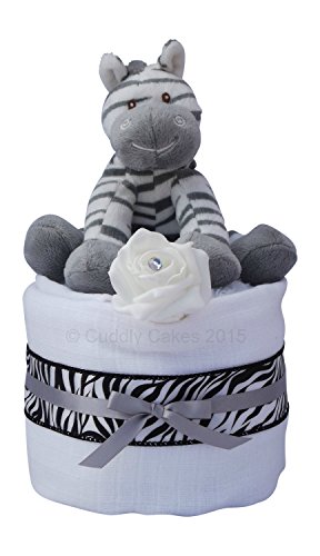 Zebra Mini Neutral Unisex Nappy Cake Baby Gift with FREE UK Delivery