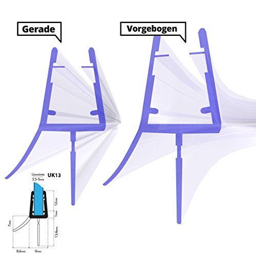 STEIGNER 70cm Ersatzdichtung für 3,5mm/ 4mm/ 5mm Glasdicke Wasserabweiser Duschdichtung UK13 Schwallschutz Duschkabine - 2