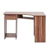 schreibtisch nussbaum optik Computertisch Felix mit einem Schubkasten und Abstellflächen; Tastaturauszug, Stellplatz für Rechner