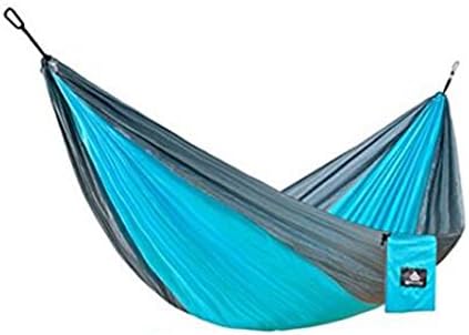 Hammock outdoor recreation camping parachute cloth single double indoor student dormitory swing(light blue+gray)