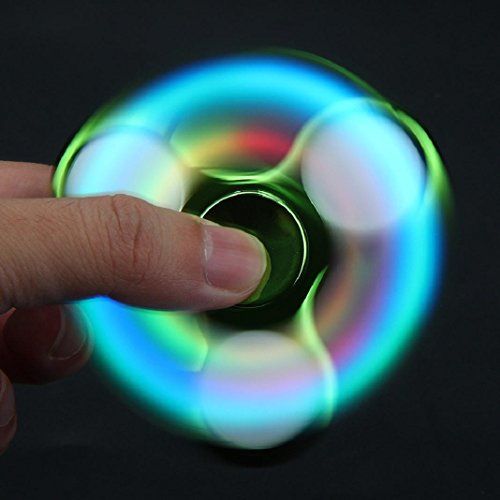 Hand Spinner LED Licht Fidget Hand Spinner Finger Spielzeug EDC Focus Gyro Spielzeug (Grün) - 2
