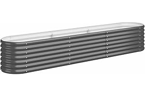 vidaXL Hochbeet, Wetterfestes Hochbeet für Garten Balkon Terrasse, Kräuterhochbeet zum Selber Bauen, Pflanzkasten aus Metall, Verzinkter Stahl Anthrazit