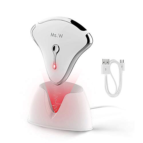Ms.W Masajeadores eléctricos de cara, 45 ? Calor y Vibración Anti-Edad Gua Sha herramientas de masaje 2 modos Dispositivos tonificadores faciales para cara, Ojo, Cuello, Masaje Corporal
