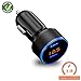 Price comparison product image QQEG USB Car Charger, LED Display Car Voltage Detector 5V/3.1A Dual USB Ports Metal Car Charging Adaptor for IPhone IPad Smartphone Tablet PC(Black)