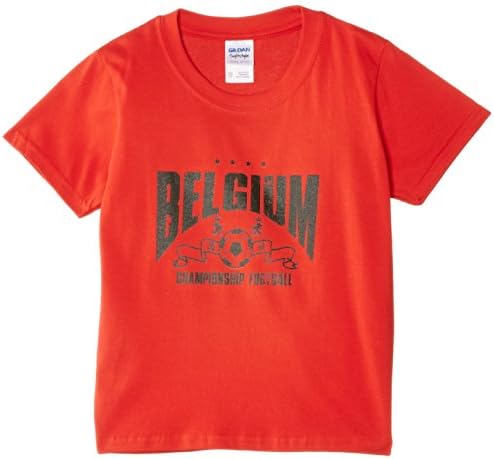 Football Fan Boys Belgium Arched Kids Short Sleeve T-Shirt, Red, 3 Years