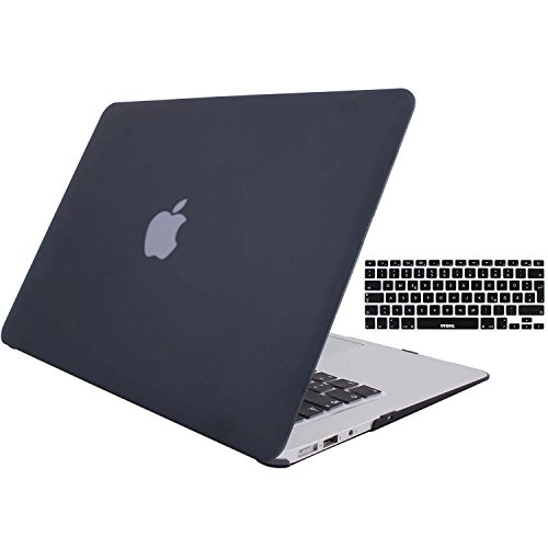 STONG Matte Gummierte Harte Schutzhülle für Macbook Air 13'' Hülle Cover Schale Schutz Hülle Tasche Silicon Case Shell Hard Plastik mattiert SchutzTasche + tpu Tastatur-Schutzfolie (Schwarz)