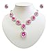 Produktbild Barock Schmuck Set mit Schmucksteinen Pink - Schöne Collier Kette mit passenden Ohrsteckern für Damen zum Barok Gothic Kostüm oder für festliche Anlässe