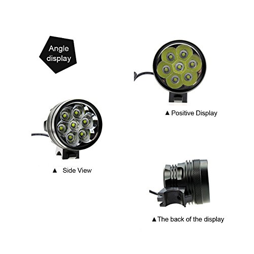 [Updated Version] Sunmoch 9000 Lumen T6 CREE Fahrradlampe Set 3 Modi mit 8800 mha Lithiumbatterie 7X CREE T6 Stirnlampe für Klettern, Radahren und Nachtsport draussen,Schwarz - 4