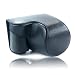 Produktbild First2savvv schwarz leder kameratasche kamera tasche case for Sony A5100 & Sony A5000 & Sony NEX-3N mit SELP1650 16-50mm Lobjektiv mit Mini-Stativ