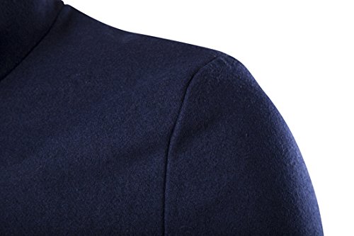 Tjhanhai Wintermantel Herren Stehkragen Übergangsjacke Wollmantel mit Knopf Verschluss Schlank Jacken Freizeit Business Wolljacke Herbst Winter Große Größen Blau