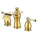 Produktbild BKPH Badezimmer Wasserfall Wasserhahn 3 Stücke 3 Installationslöcher Doppelhandgriffe Deck montiert vergoldeter Bidet Wassermischer Wasserhahn