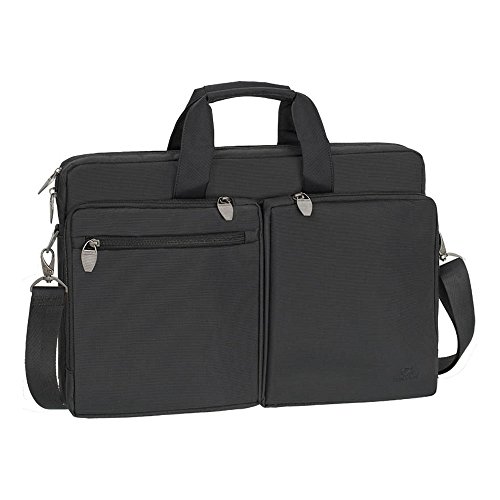 RIVACASE Tasche für Laptops bis 17.3" - Hochwertige Notebooktasche mit zusätzlichen Fächern und angenehmen Tragekomfort - Schwarz