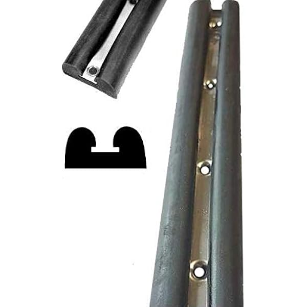 BOAT FENDER U SECTION 19MM RIVETED FLANGE BLACK RUBBING STRAKE 15 MTR